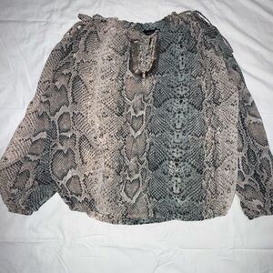 Moda International Snake Print Blouse - Black, Gray, Cream